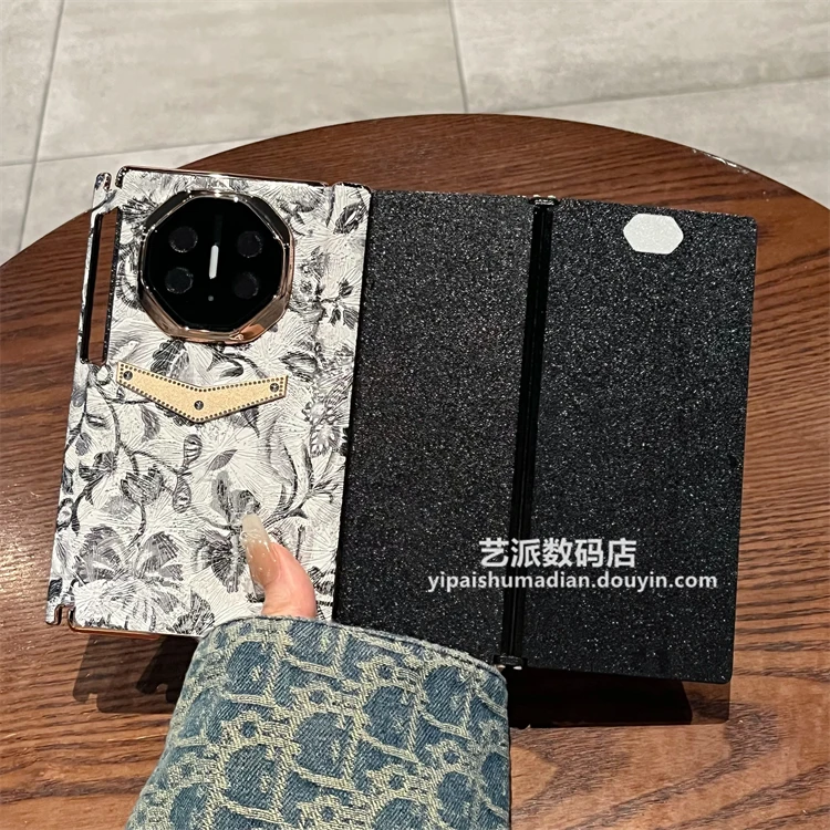 适用华为Mate XT非凡大师三折叠手机壳蝴蝶花朵双中轴全包保护套