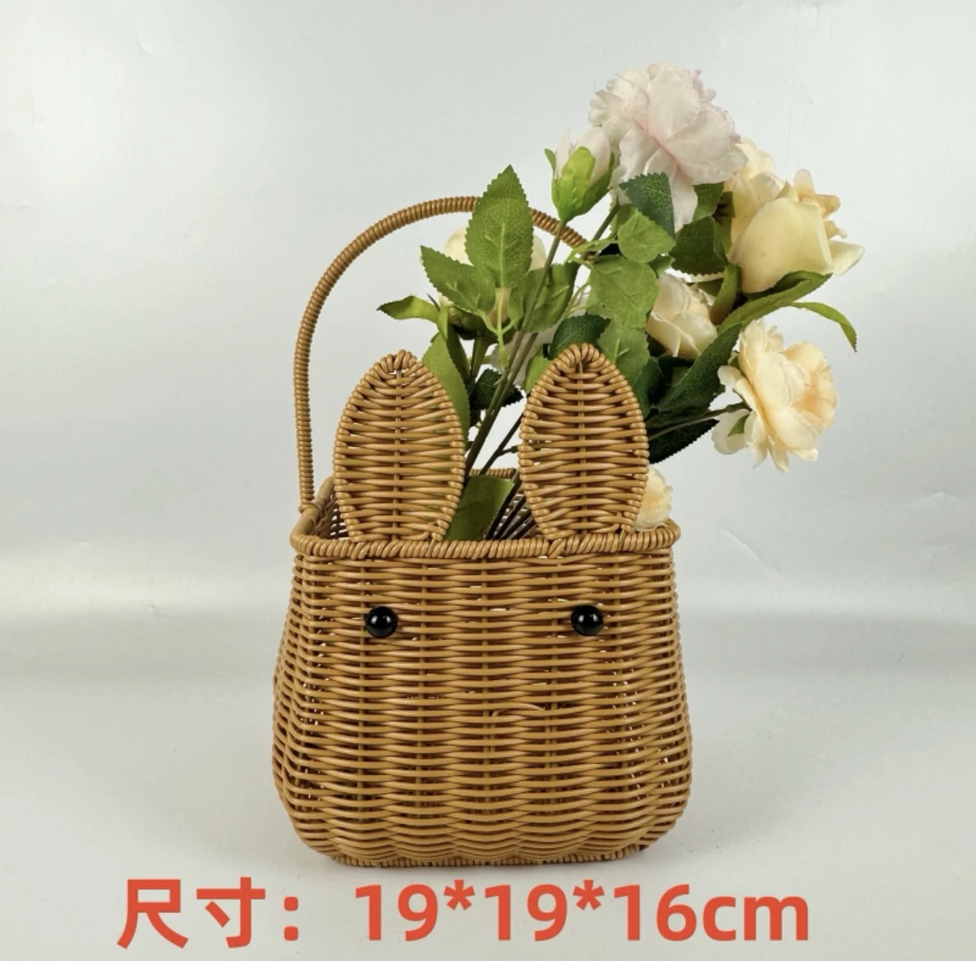 创意小兔蓝卫生间挂壁蓝阳台花蓝水果蓝拍照道具采摘手提蓝