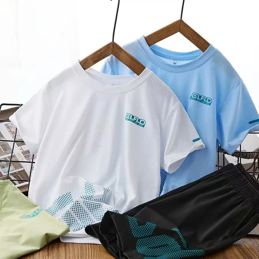 【现货48h速发】男童夏季运动套装2025新款速干透气舒适两件套