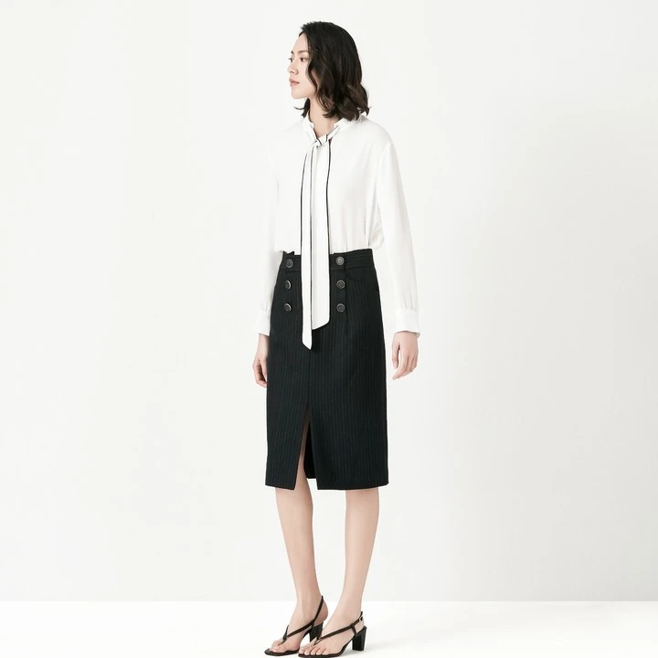 Vesas Collection 唯尚女装高腰直筒半裙 VS211S071516