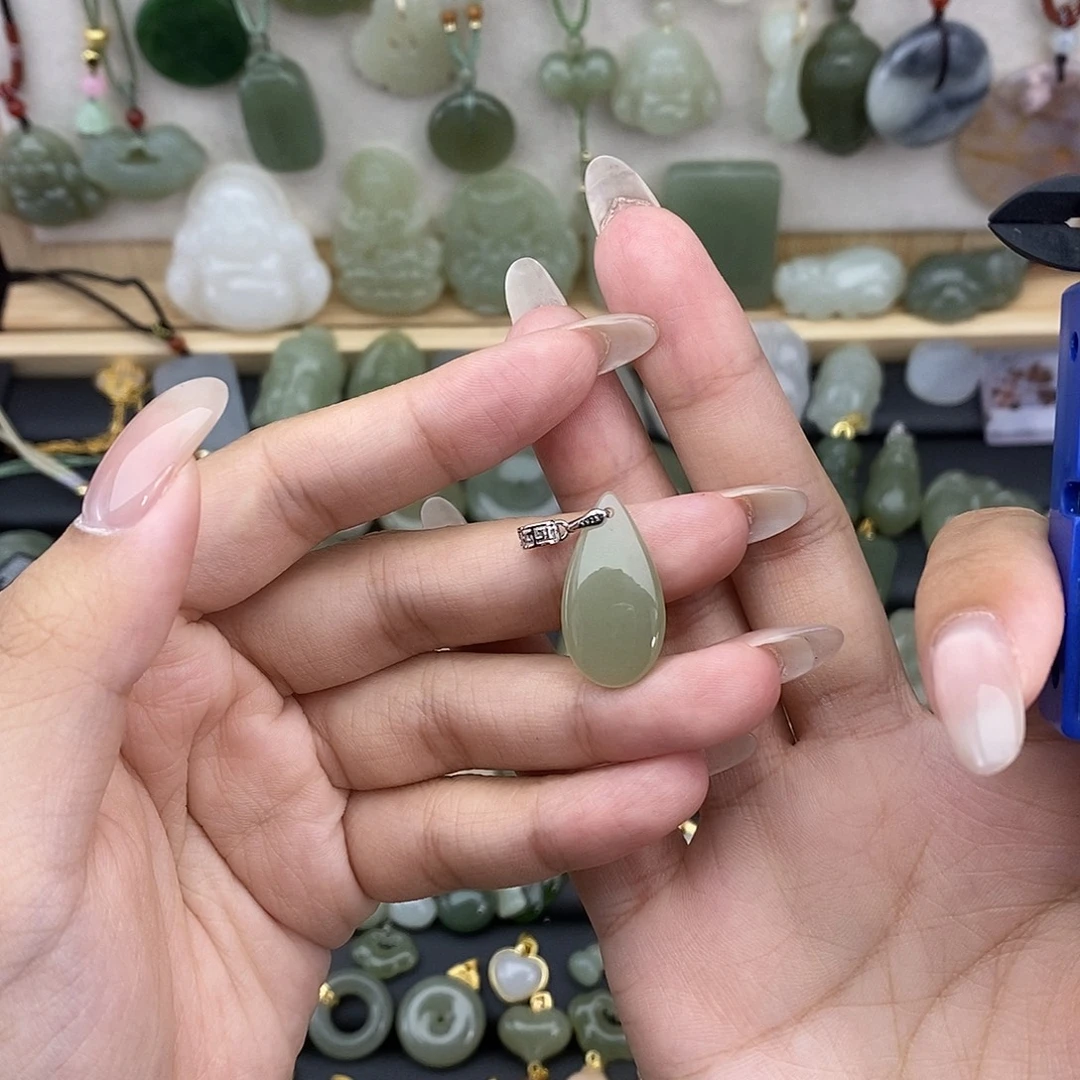 吊坠(不含链)银S925镶嵌和田玉