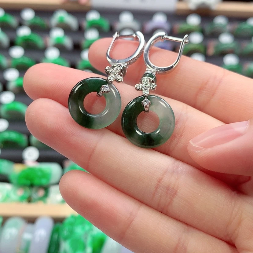 【闪购商品】翡翠戒指未镶嵌甜甜圈一对