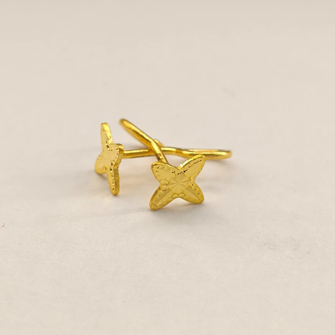 足金999四角星星耳钉养耳洞送好友礼物硬金（实际克重多退少补）