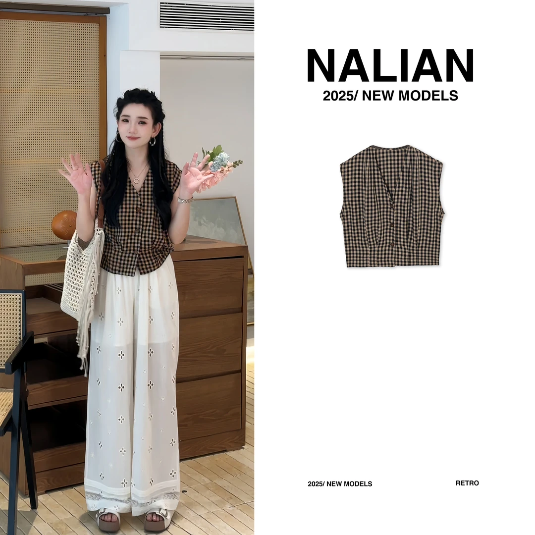 JGCDF67252#无袖法式格子衬衫67252