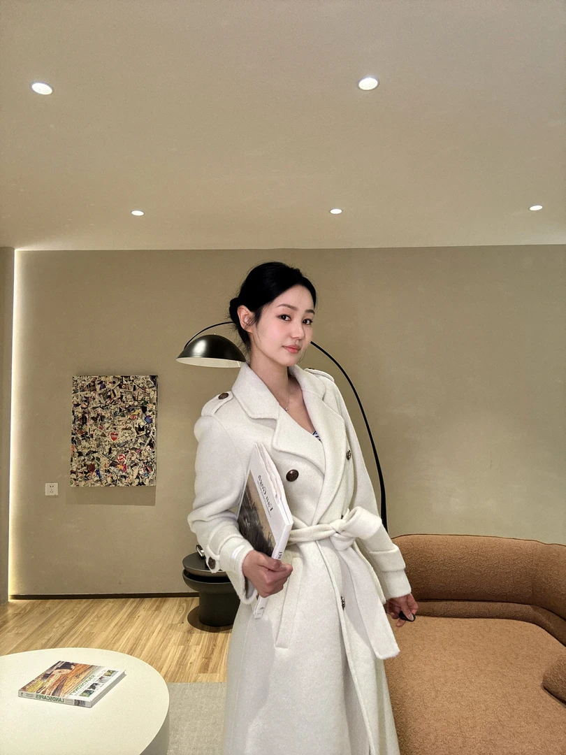 2025新款秋冬长袖长款双面毛呢外套休闲风加厚气质女时尚大衣