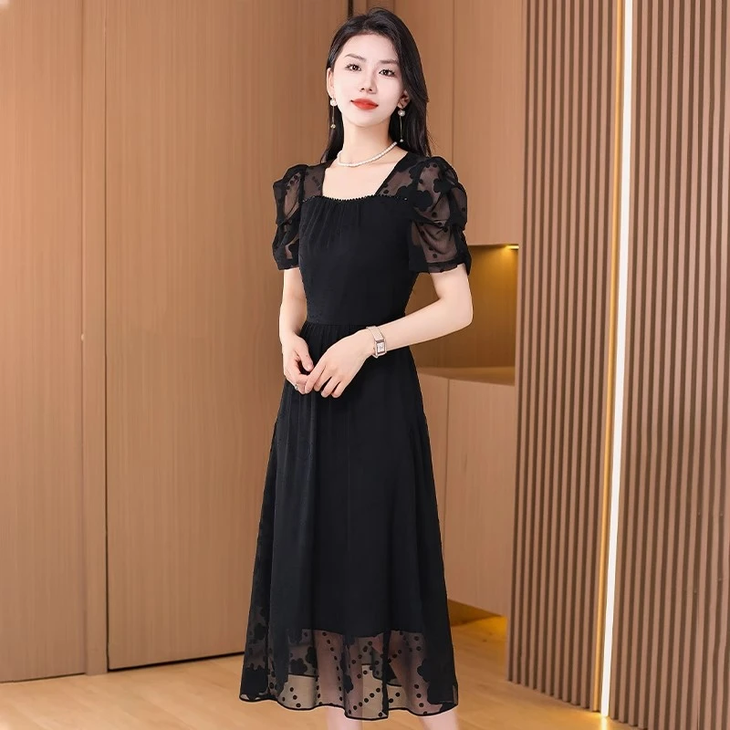 端庄大气连衣裙女2025新款夏季轻奢高级感气质名媛女神范贵夫人裙