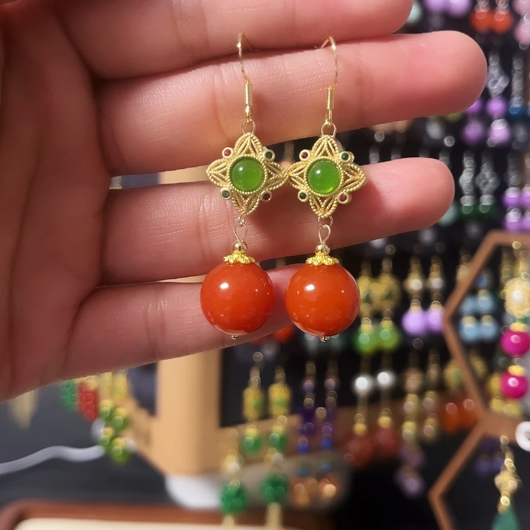 锆石纯铜925银耳饰