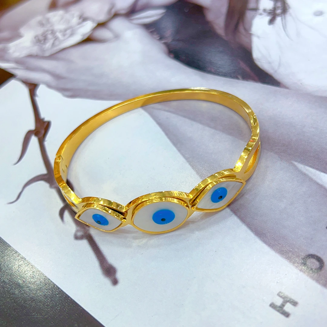 钛钢手镯 新款时尚钛钢手镯 气质轻奢古法经典..欧美手工蓝色百搭