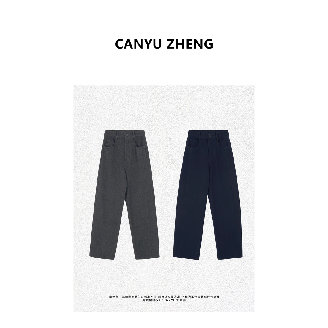 CANYU高端线冬季新款 蚕 丝羊 毛 绒感 极简row 百搭香蕉休闲裤
