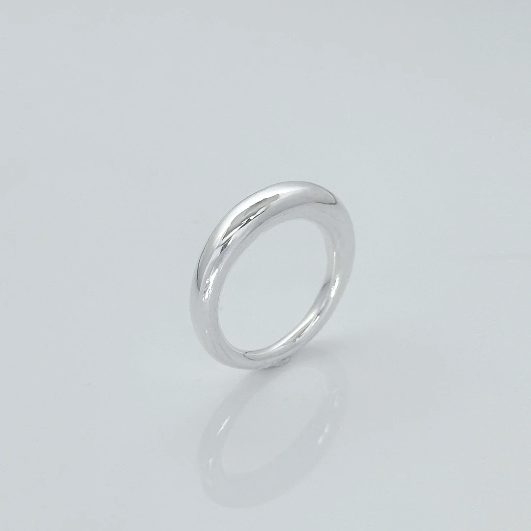 足银戒指 百搭戒指女款素圈INS风海豚背泥鳅背亮面手工高级感定制