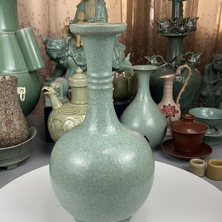 汝瓷天青釉橘皮纹一件漏