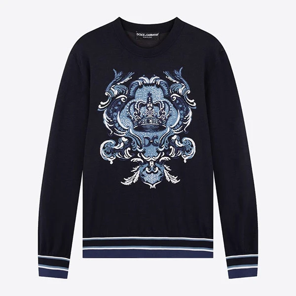DOLCE GABBANA杜嘉班纳DG真丝logo男针织衫毛衣GXA63TJASLQS9000