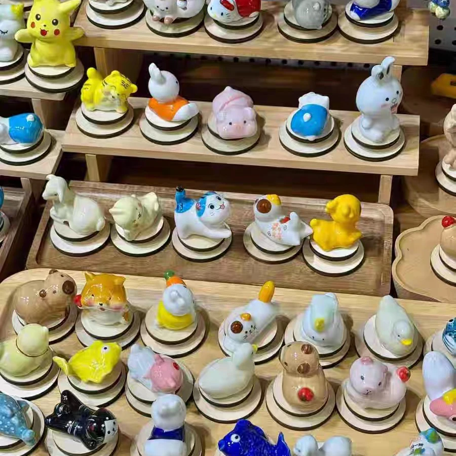 可爱小动物陶瓷摆件卡通迷你小摆饰桌面装饰品