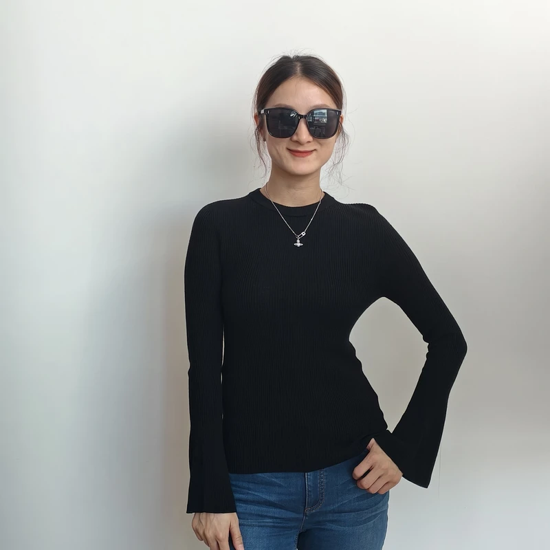 不退不换/哥家 女装毛针织衫针织圆领长袖秋冬针织衫1399011