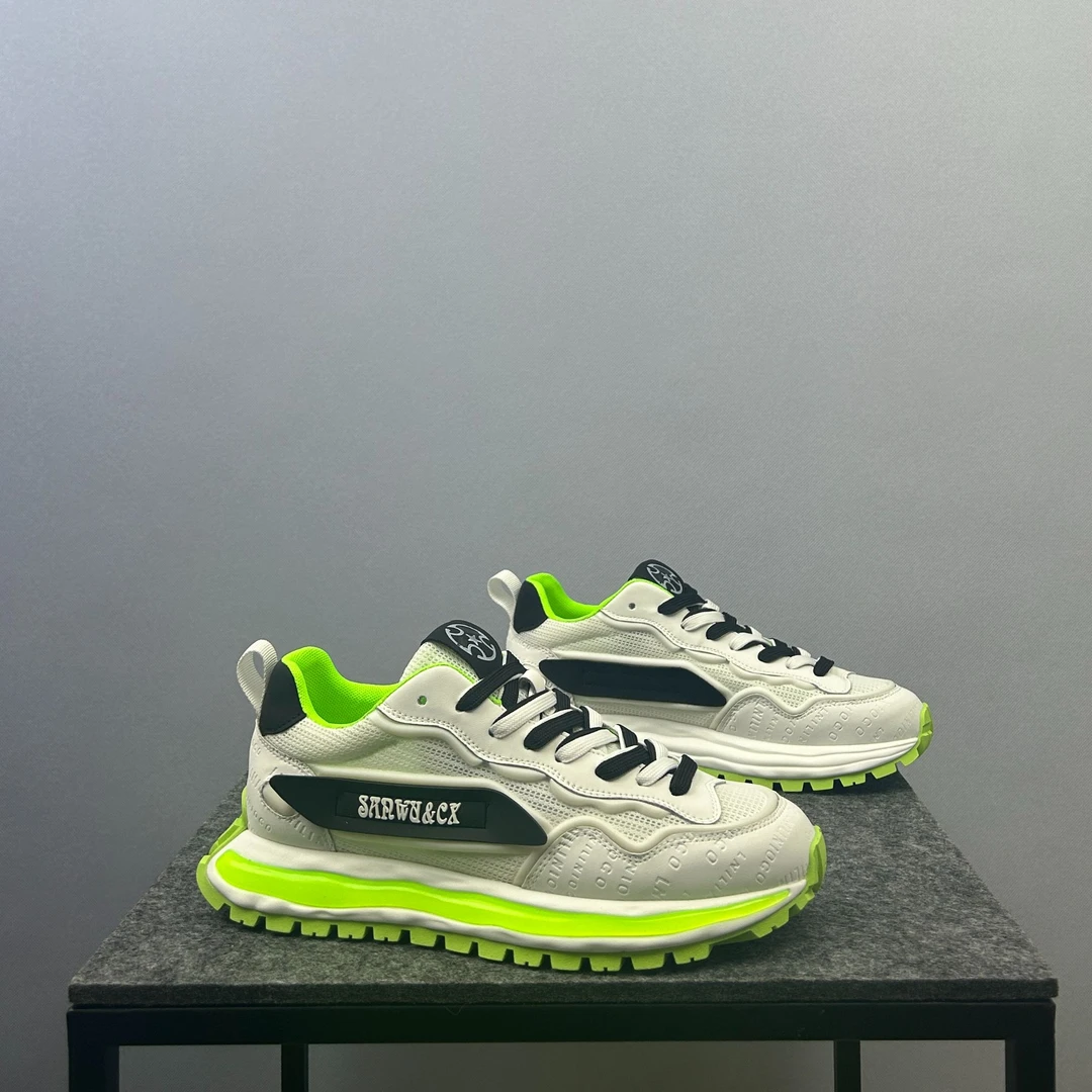 拼色春季夏季透气胶粘厚底网面鞋时尚男士低帮运动鞋百搭休闲舒适