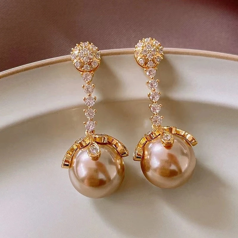 铜合金仿珍珠耳饰 【雍容华贵】高级感轻奢耳环女时尚法式耳钉Q