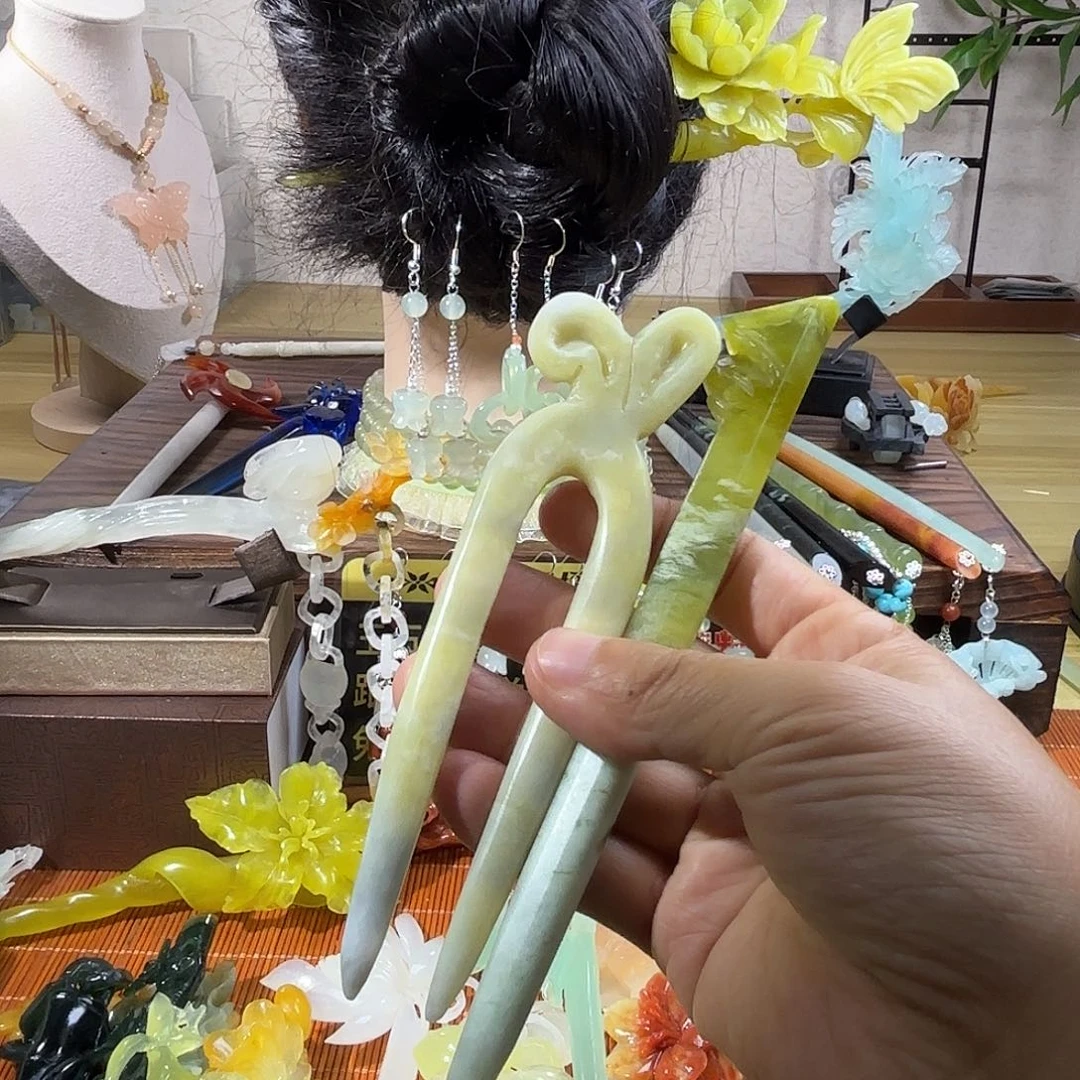 蛇纹石玉合金发饰