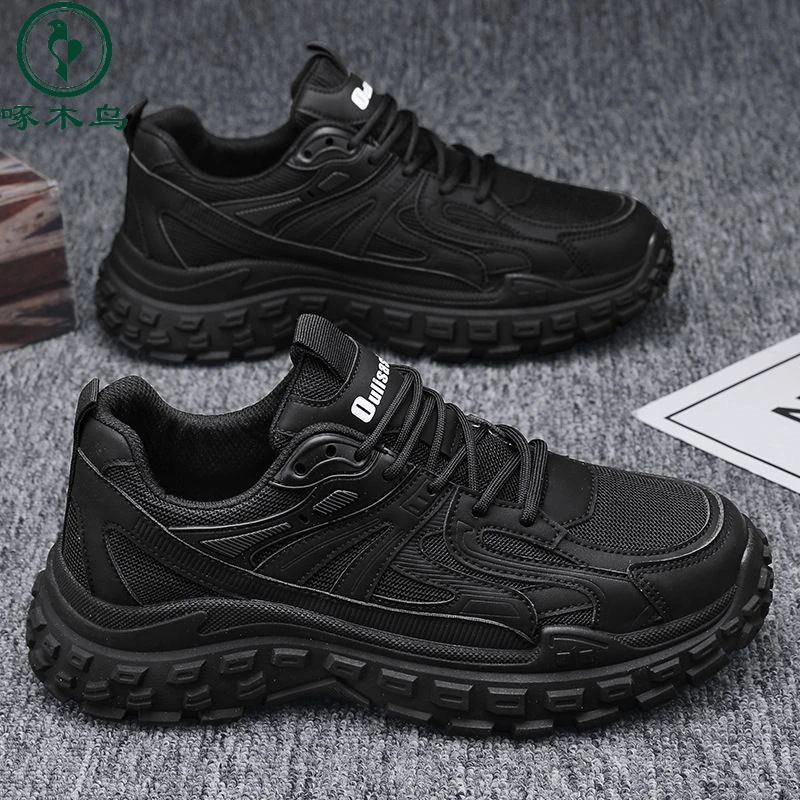 啄木鸟鞋黑色工作上班耐磨耐穿劳保通勤不臭脚潮鞋鞋子黑色男鞋