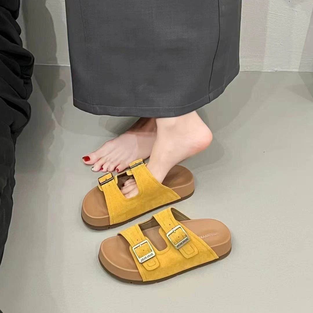 6819-2新款配裙子高级感平底一字拖时尚软底外穿防滑超火勃肯凉鞋