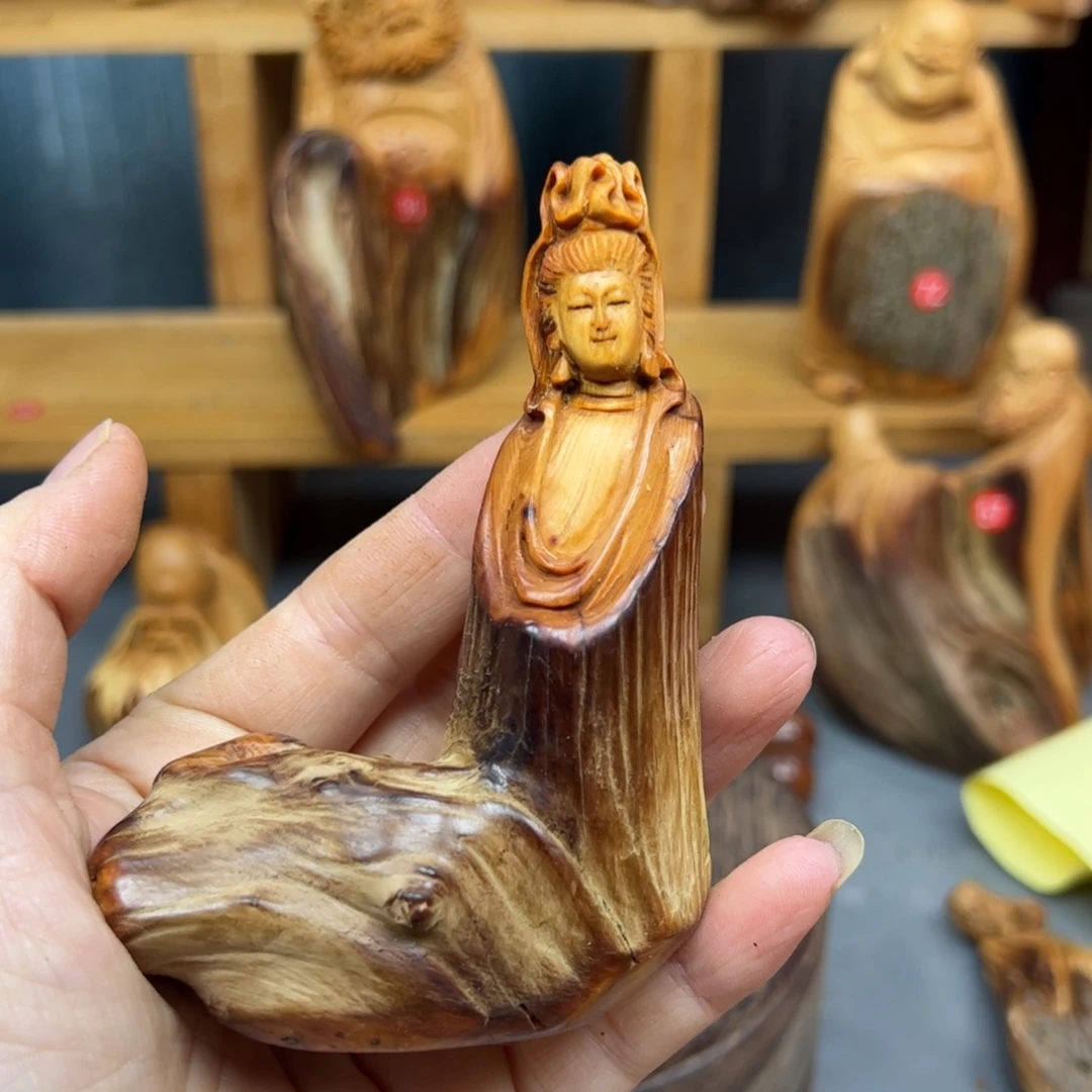 咱***行木崖柏木摆件手把件，