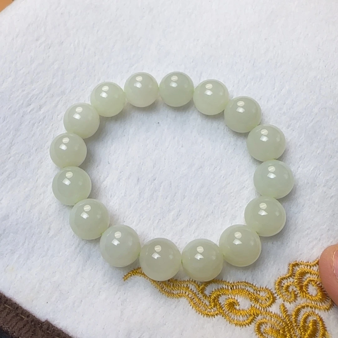 和田玉（青玉）未镶嵌颈饰卡12mm手串