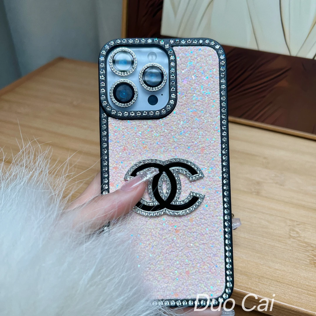 细闪粉亮片钻小香风手机壳适用苹果16ProMax/15/14/13/12防摔全包
