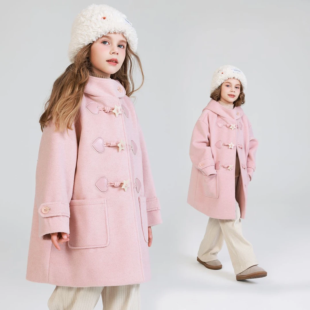 女童加绒呢子大衣2025冬装新款中大童洋气韩版中长款保暖大衣外套