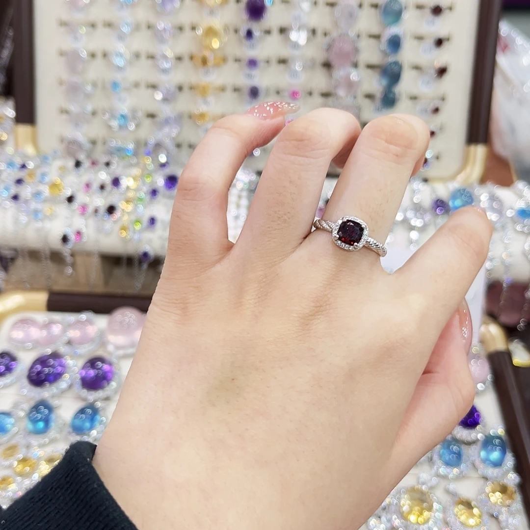 烟晶银S925镶嵌戒指