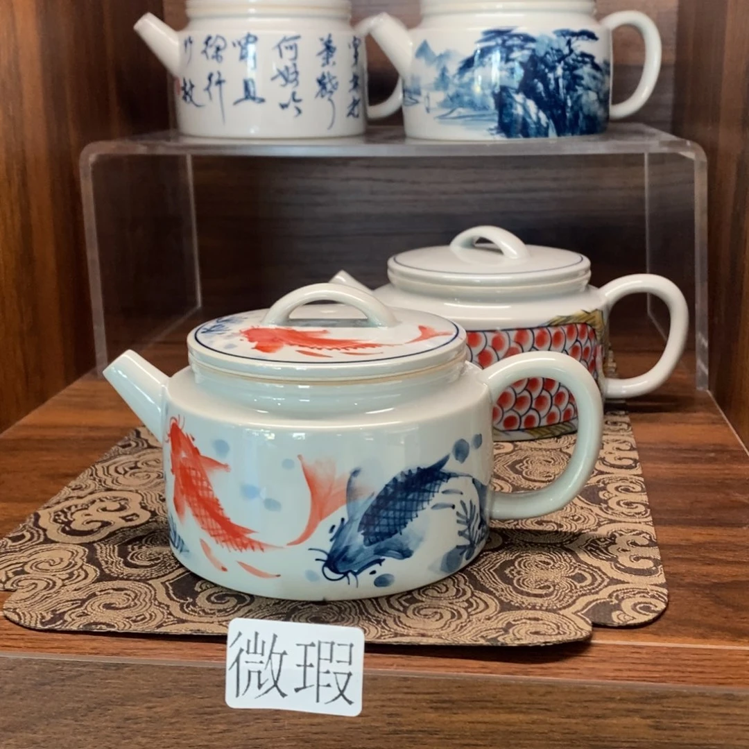 釉下彩老陶泥手工绘制