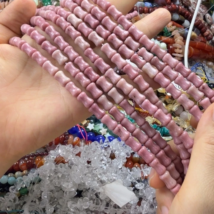 查罗石合金珠宝半成品卡6*10红文竹节一条