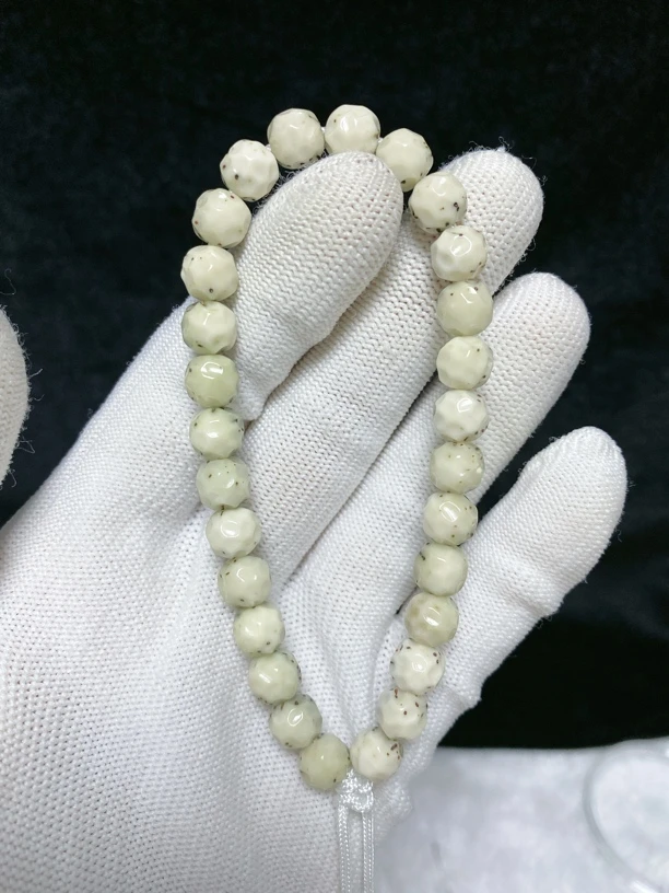 海南料原生态石玉料雕刻8改无相糯冰骨瓷白星月菩提