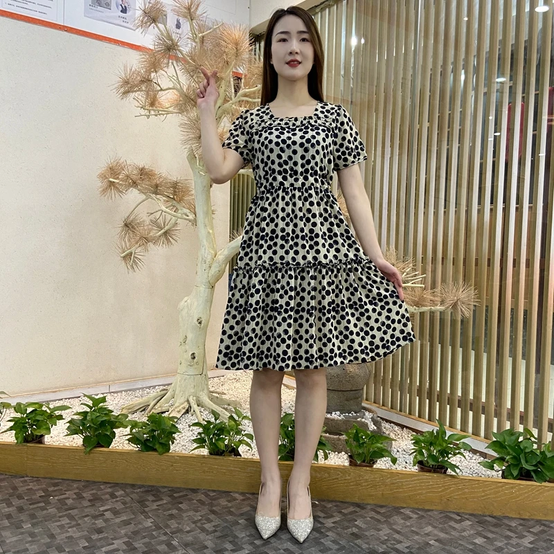 2025新款韩版碎花连衣裙女时尚夏季遮肉显瘦气质宽松版方领妈妈装