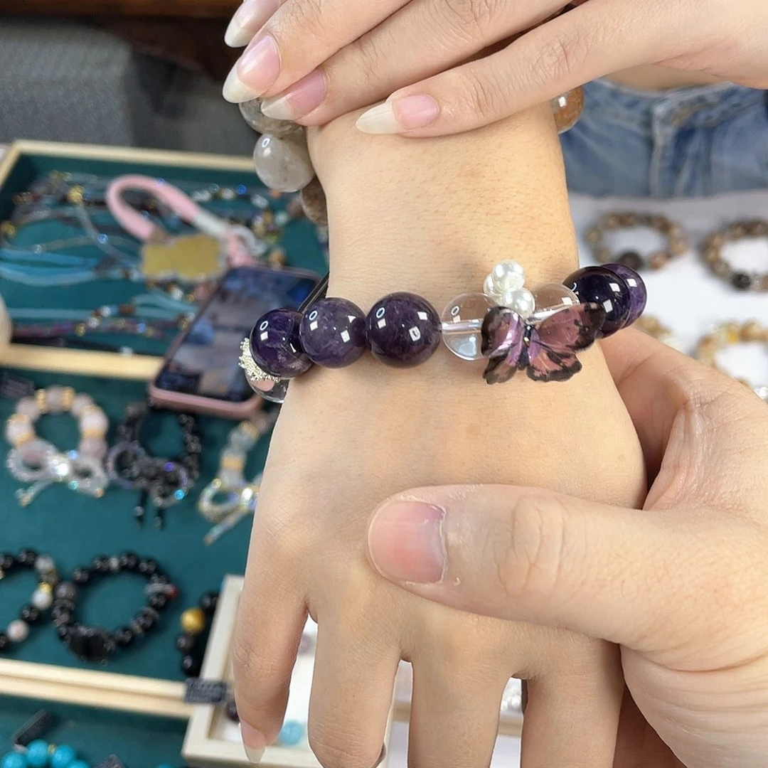 水晶手链银S925镀金镶嵌