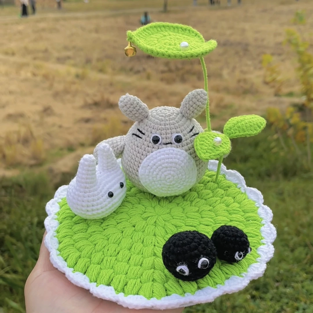 【非成品】手工diy毛线钩织龙猫摆件手机支架材料包(送视频教程)