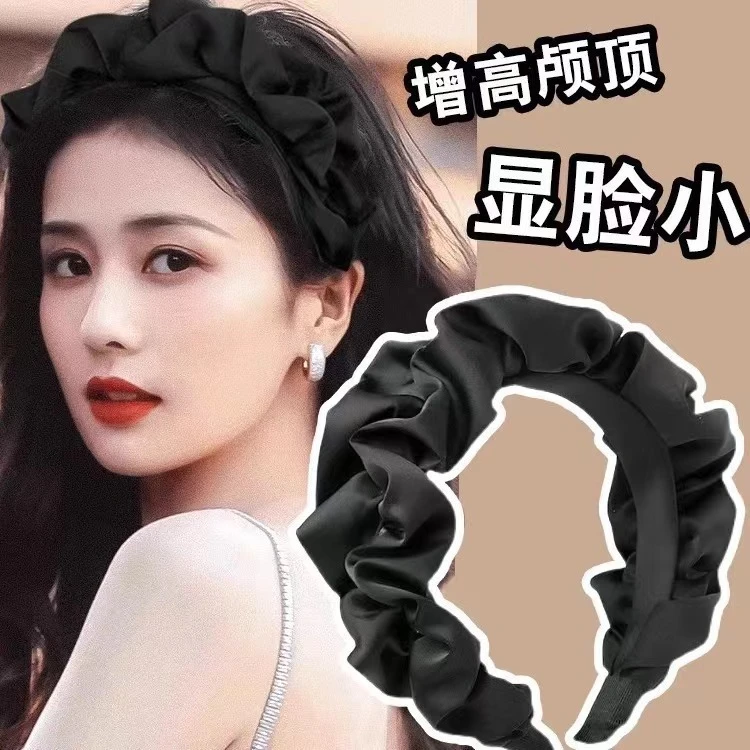 日韩欧美风女通用少女风发箍秋冬黑色简约增高颅顶气质发饰网红