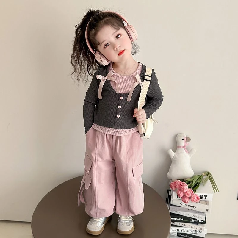 女童春装套装2025新款洋气时髦儿童工装两件套女孩宝宝春秋季衣服