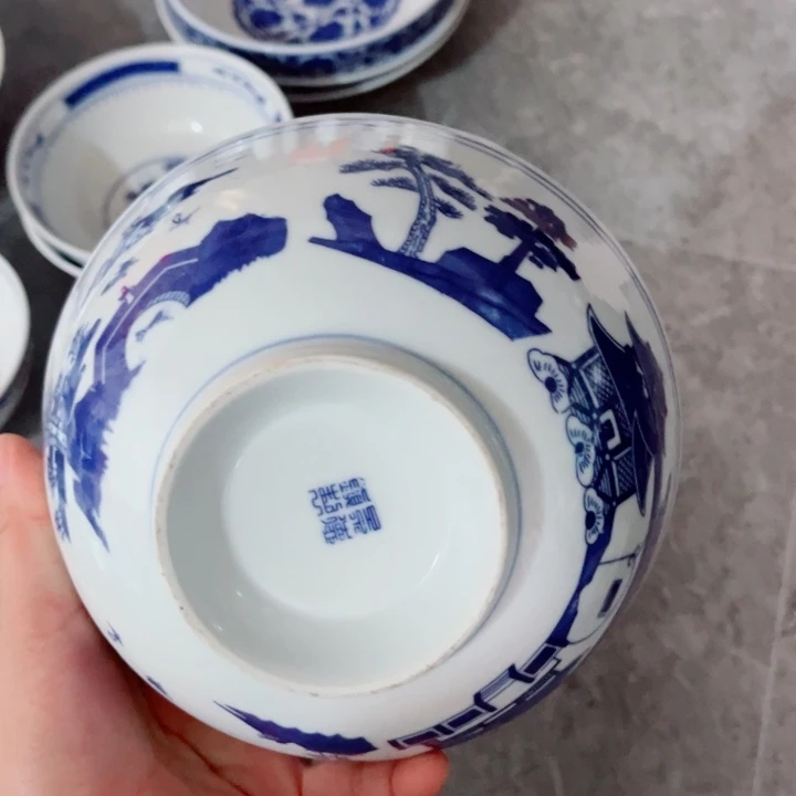 青花玲珑7寸面碗梧桐