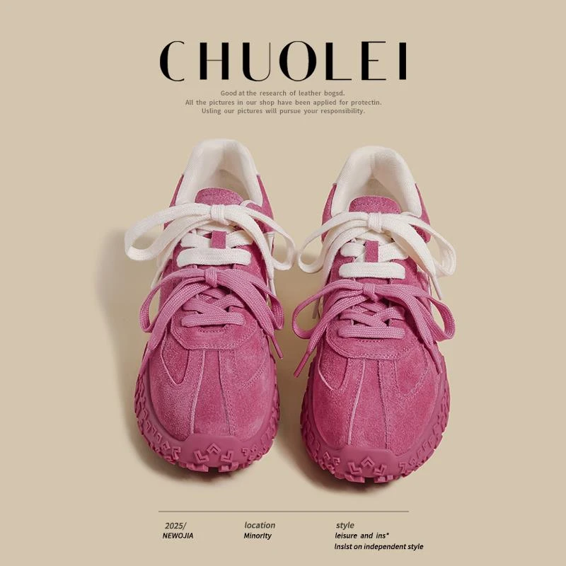 【CK明星同款】小众百搭！内增高德训鞋女小个子春夏厚底百搭阿甘鞋