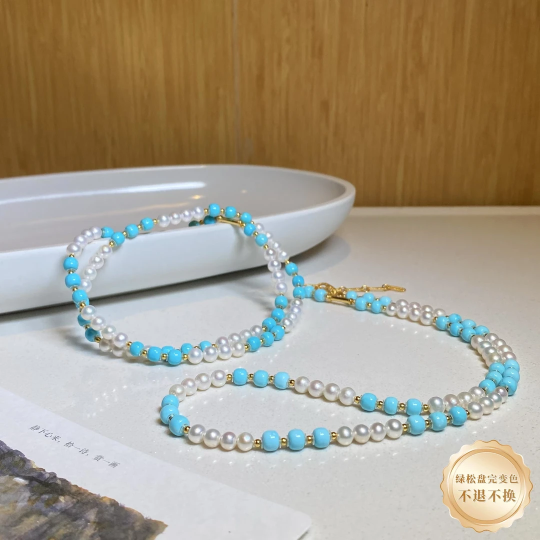 【小北严选】绿松石项链9-17H236X30【多样性发一件】约5*4mm