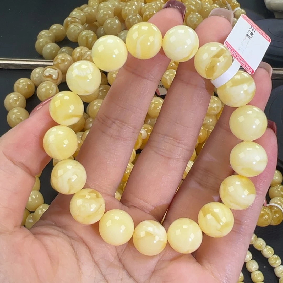 琥珀未镶嵌手链17.4白蜡妖花