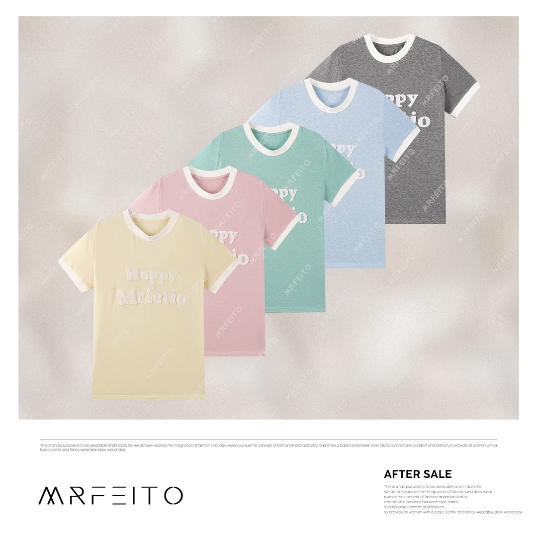 MRFEITO【彩虹跳跳糖】春季新款时尚字母拼色女针织衫H16M02C30539