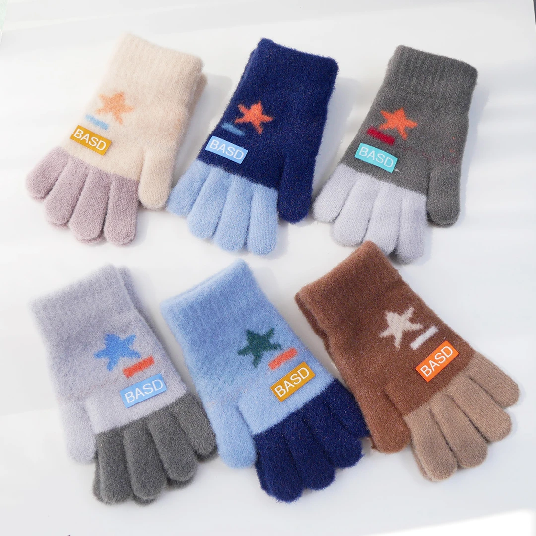 儿童手套男童秋冬季防寒保暖五指中大童女孩学生写字骑行分指薄款