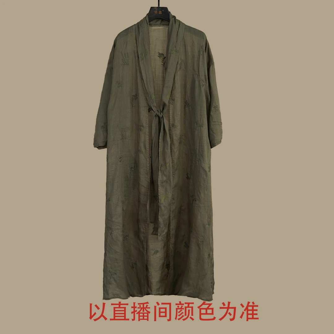 续吉出品4061｛高端～｝苎麻高绣飘带外套外披