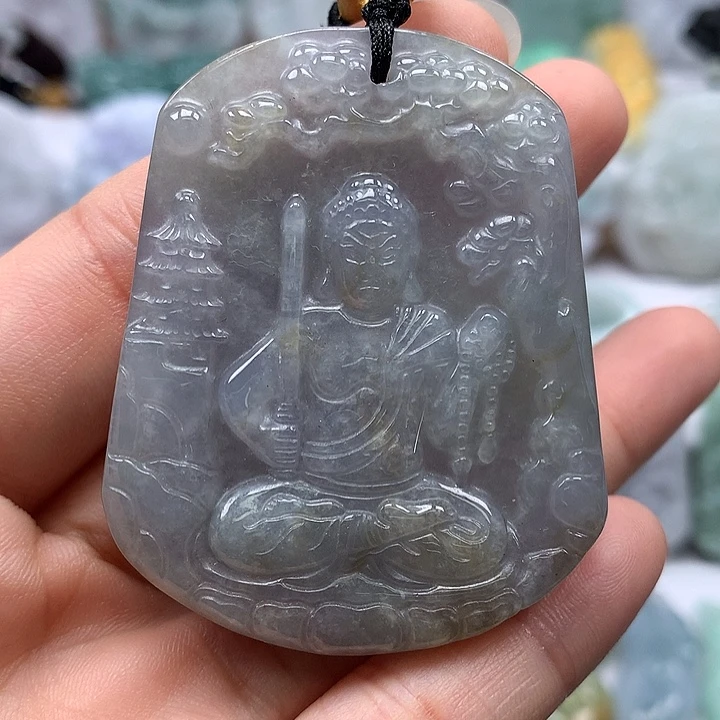 翡翠未镶嵌颈饰不动明王福利洒黄翡卡厚8.8