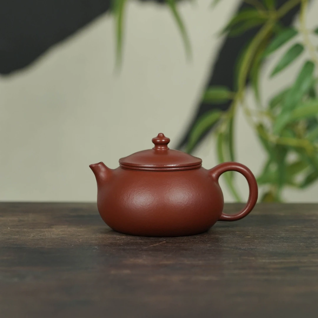 【小寒江】 原矿朱泥大红袍  100cc 手工制作 内推孔 宜兴紫砂壶