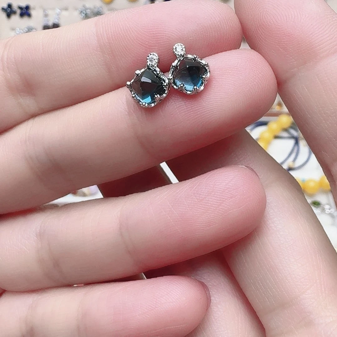 托帕石耳饰银S925镶嵌