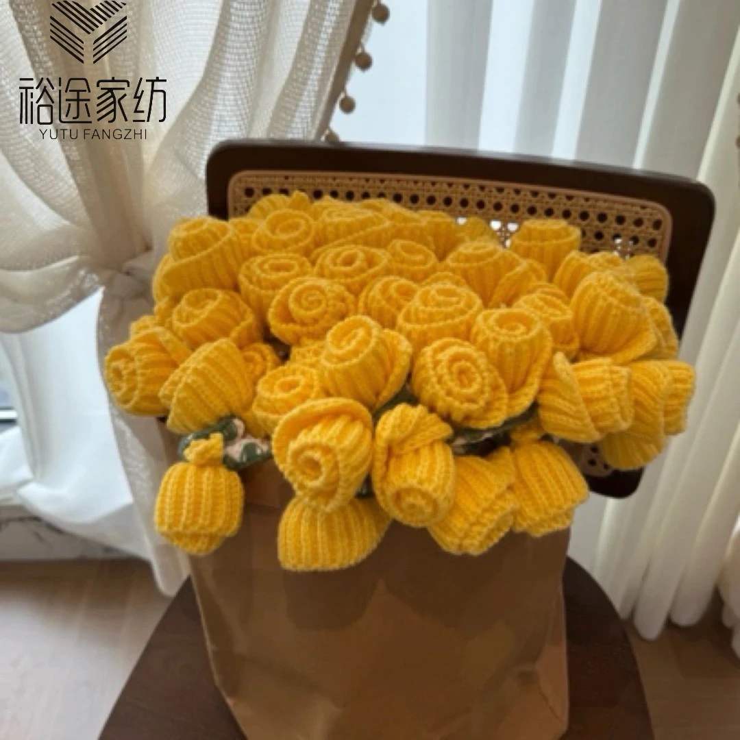 成品玫瑰花束毯子凉感纱线毛毯披肩毯子现货发48小时发货非材料包