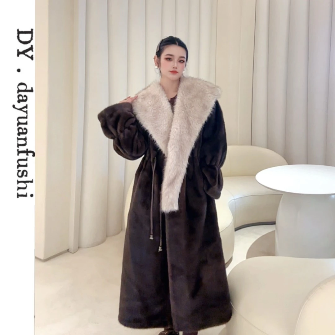 【DY专属】设计师款大毛领气质时尚百搭高级大气长款毛毛大衣女士