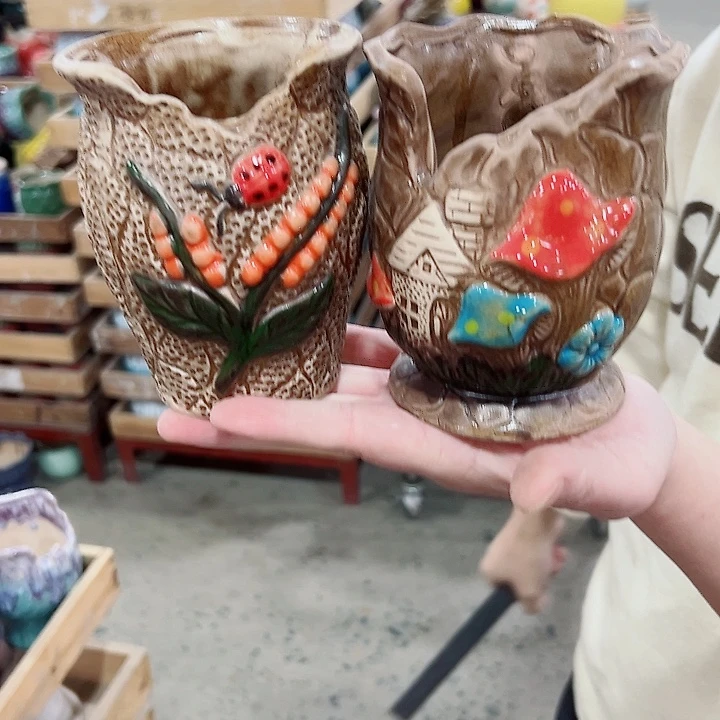 有孔.凑满10元发货多肉陶瓷花盆！