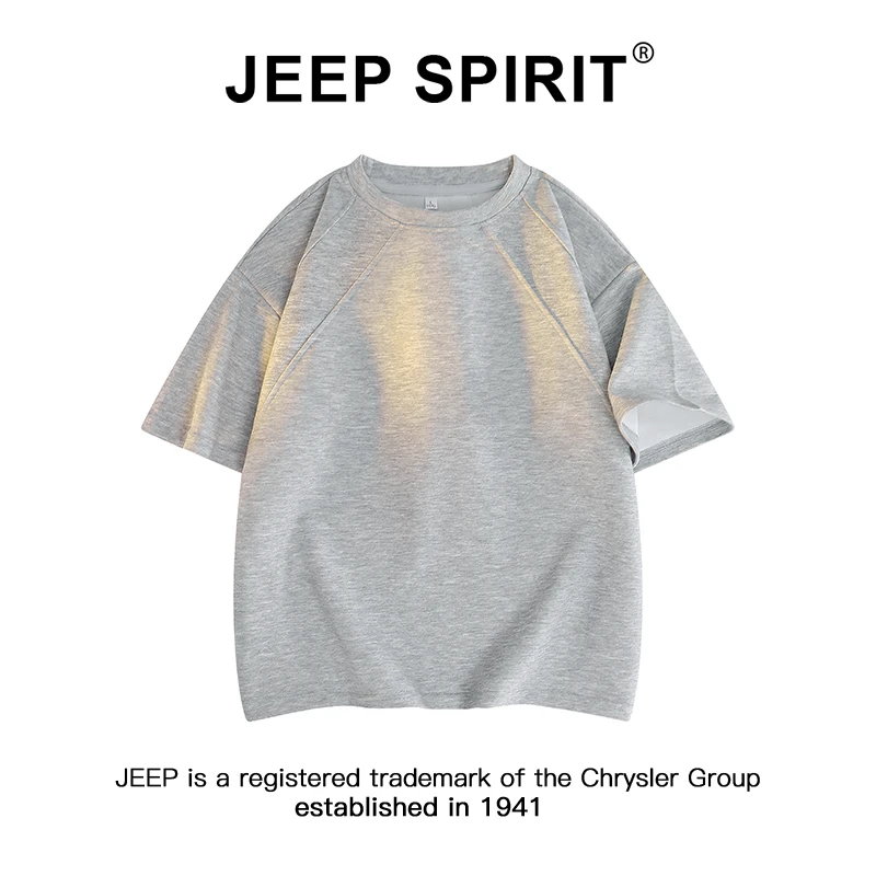JEEPSPIRIT吉普短袖t恤男夏季潮流cleanfit穿搭解构圆领半袖上衣